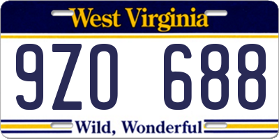 WV license plate 9ZO688
