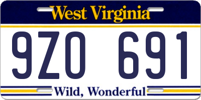 WV license plate 9ZO691