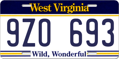 WV license plate 9ZO693