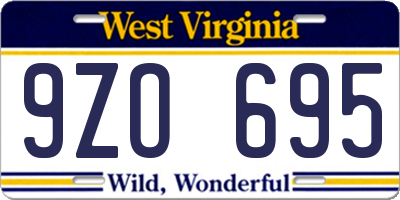 WV license plate 9ZO695
