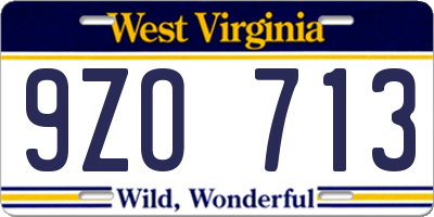 WV license plate 9ZO713