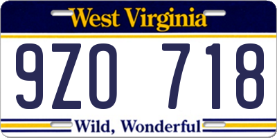 WV license plate 9ZO718
