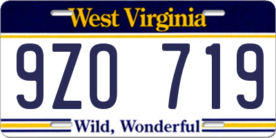 WV license plate 9ZO719