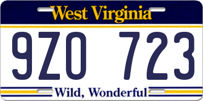WV license plate 9ZO723
