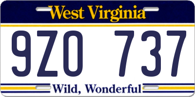 WV license plate 9ZO737