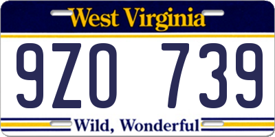 WV license plate 9ZO739