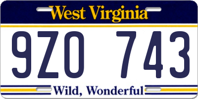 WV license plate 9ZO743