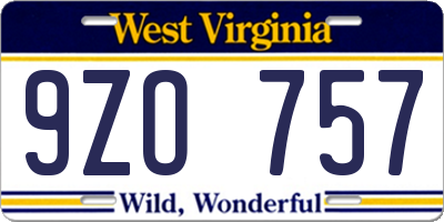 WV license plate 9ZO757
