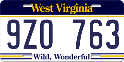 WV license plate 9ZO763