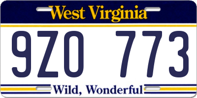 WV license plate 9ZO773