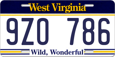 WV license plate 9ZO786