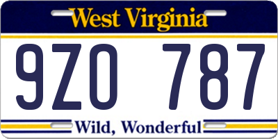 WV license plate 9ZO787