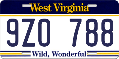 WV license plate 9ZO788