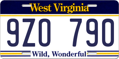 WV license plate 9ZO790