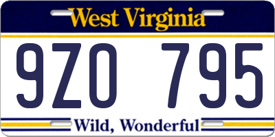 WV license plate 9ZO795