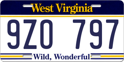 WV license plate 9ZO797