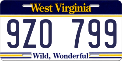 WV license plate 9ZO799