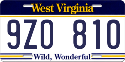 WV license plate 9ZO810