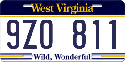 WV license plate 9ZO811