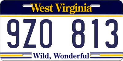 WV license plate 9ZO813