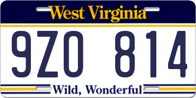 WV license plate 9ZO814