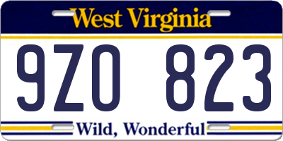 WV license plate 9ZO823