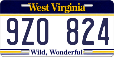 WV license plate 9ZO824