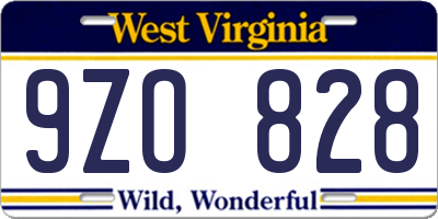 WV license plate 9ZO828