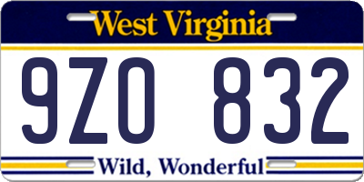WV license plate 9ZO832