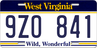 WV license plate 9ZO841