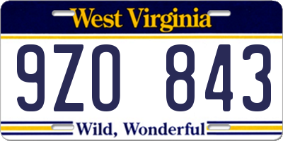 WV license plate 9ZO843