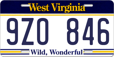 WV license plate 9ZO846