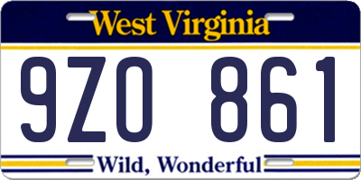 WV license plate 9ZO861
