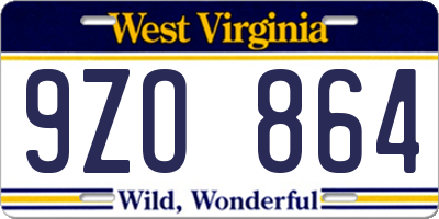 WV license plate 9ZO864