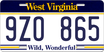 WV license plate 9ZO865