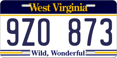 WV license plate 9ZO873