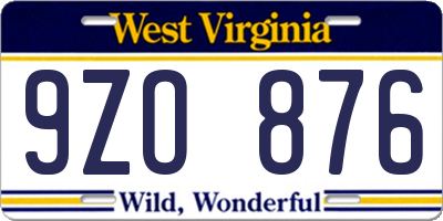 WV license plate 9ZO876