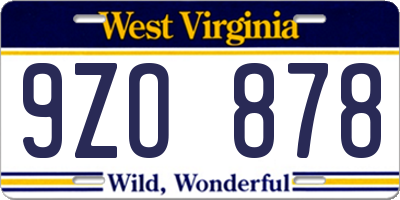 WV license plate 9ZO878