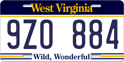 WV license plate 9ZO884