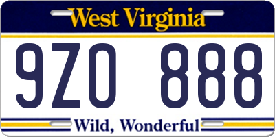 WV license plate 9ZO888