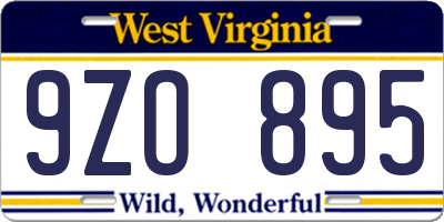WV license plate 9ZO895