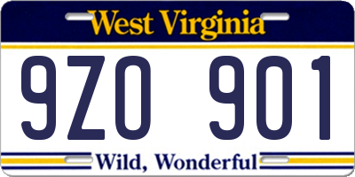 WV license plate 9ZO901