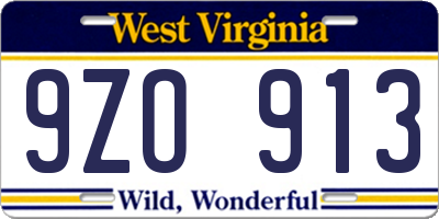 WV license plate 9ZO913