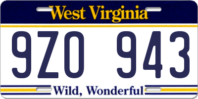 WV license plate 9ZO943