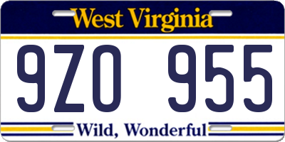 WV license plate 9ZO955
