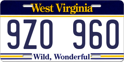 WV license plate 9ZO960