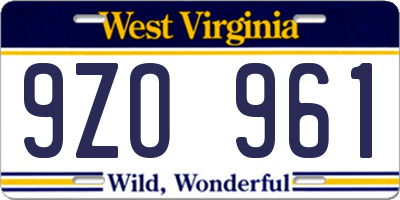 WV license plate 9ZO961