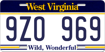 WV license plate 9ZO969