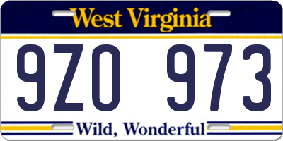 WV license plate 9ZO973