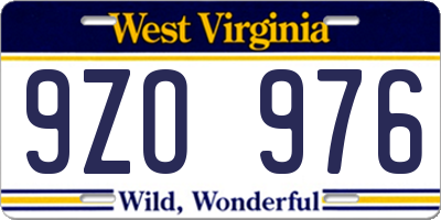 WV license plate 9ZO976
